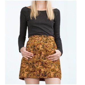 Zara Trafaluc Corduroy Retro Floral Mini Skirt Size Medium